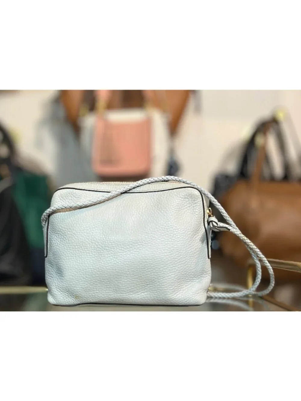 Adorable Tory Burch Baby Blue Leather McGraw with Ropped Strap
